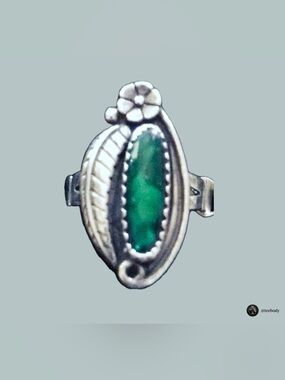 VTG NWT WMCO Sterling Silver Paua Abalone Shell Navajo Feather Ring Signed CH